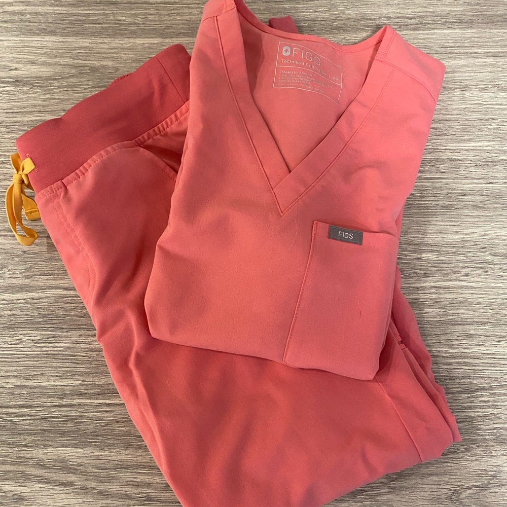 neon pink figs scrubs